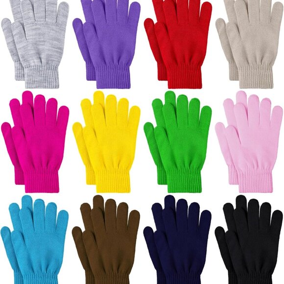 12 Pairs Winter Gloves Knit Warm Gloves Bulk Adult Stretchy Magic Gloves for Men - Picture 1 of 6